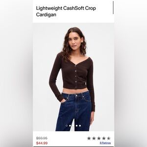 GAP Lightweight CashSoft Crop Cardigan - Brown